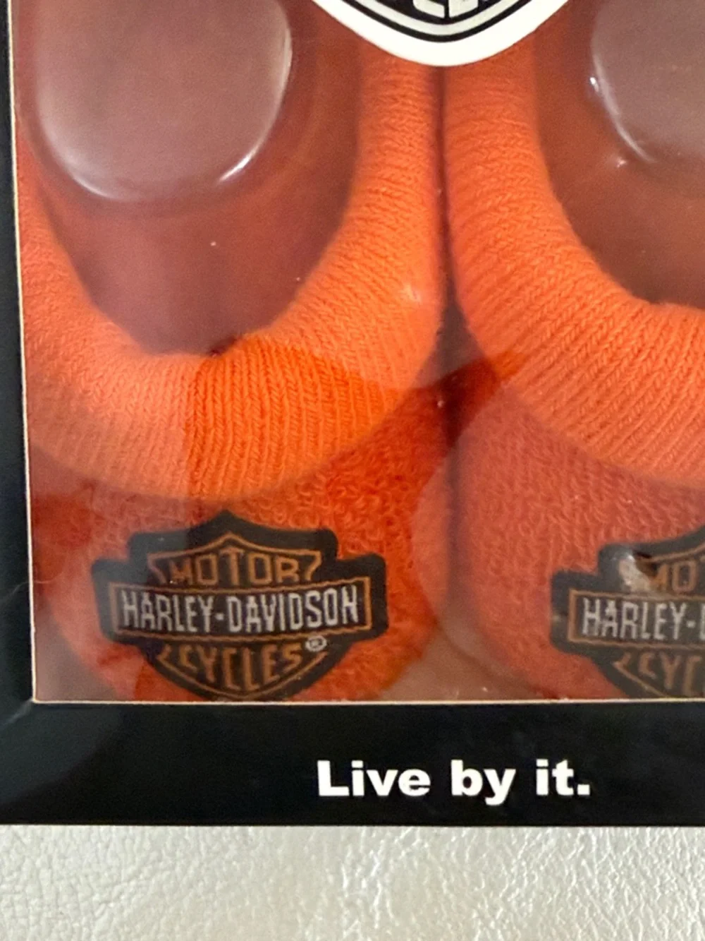 0-3 months Harley-Davidson Orange Baby Booties with Logo